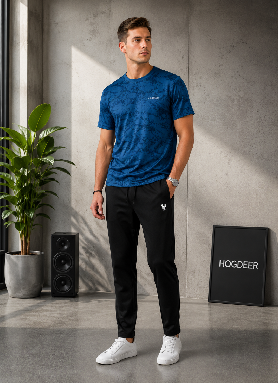 Imported Four Nod Fabric T-Shirt & Black Stretch Trouser Set