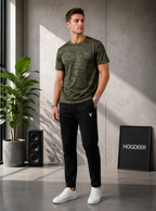 Imported Four Nod Fabric T-Shirt & Black Stretch Trouser - Army Green Tracksuit