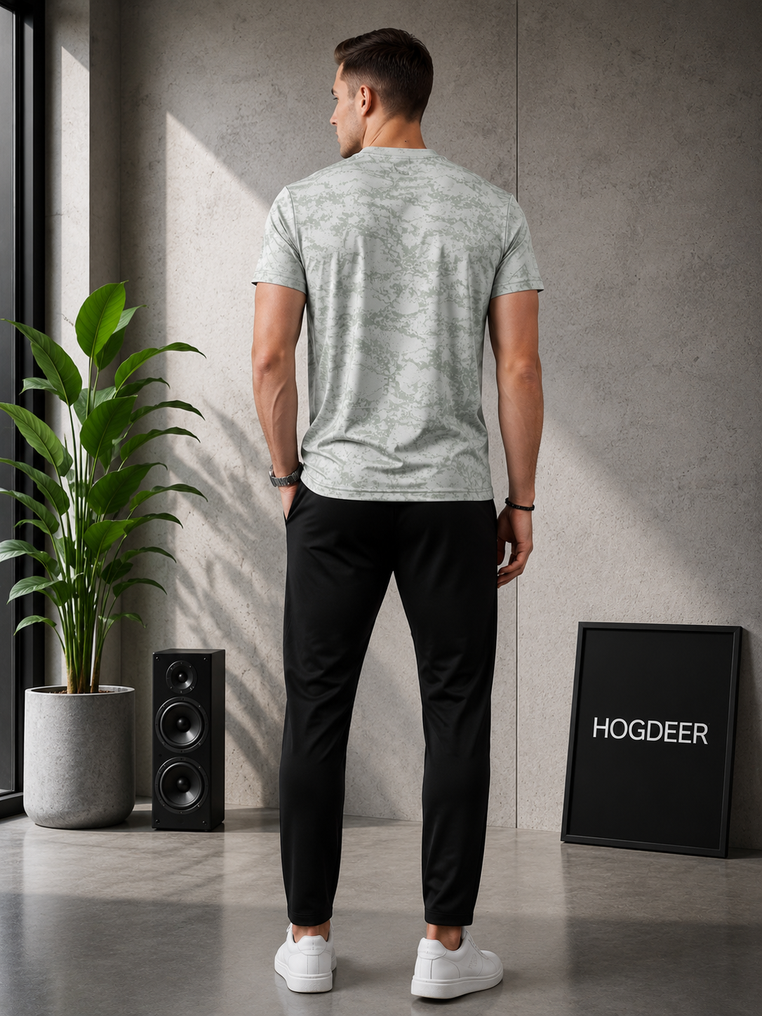 Imported Four Nod Fabric T-Shirt & Black Stretch Trouser Set