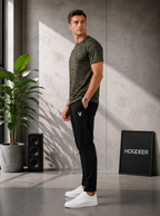 Imported Four Nod Fabric T-Shirt & Black Stretch Trouser - Army Green Tracksuit