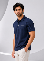 Imported Super Mesh Nylon Polo Shirt- Navy Blue