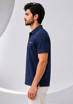 Imported Super Mesh Nylon Polo Shirt- Navy Blue