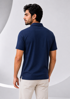 Imported Super Mesh Nylon Polo Shirt- Navy Blue