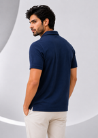 Imported Super Mesh Nylon Polo Shirt- Navy Blue