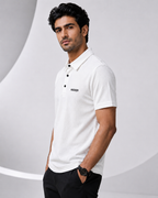 Imported Super Mesh Nylon Polo Shirt- White