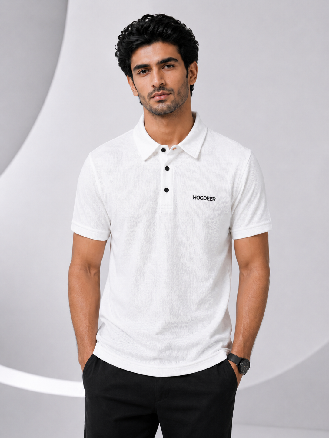 Imported Super Mesh Nylon Polo Shirt- White