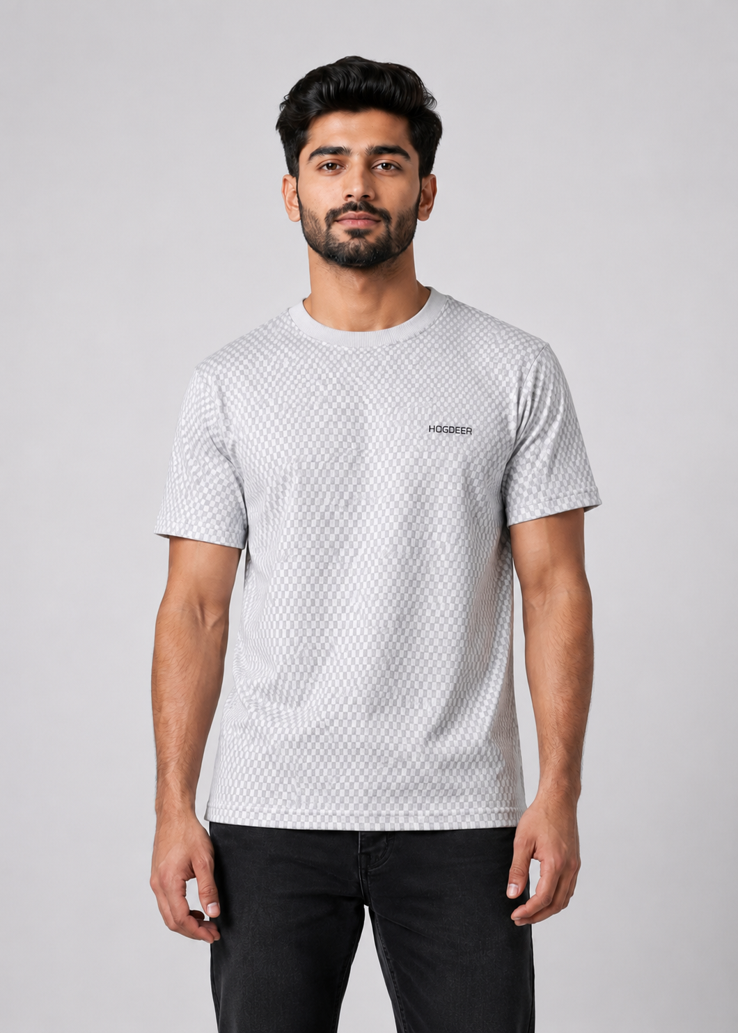 Men's Imported Stretchable Square Mesh Shirt – Ice Grey