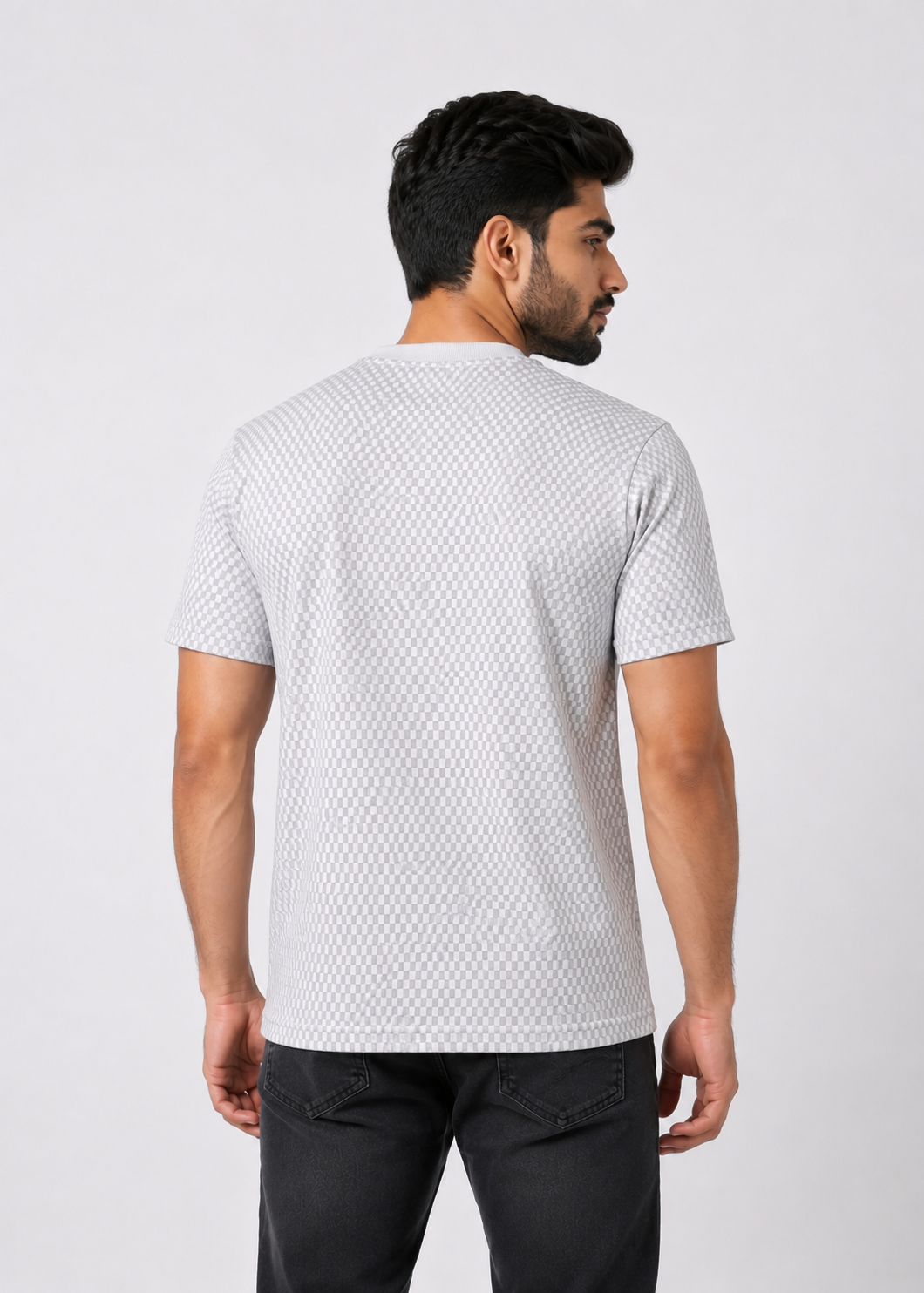 Men's Imported Stretchable Square Mesh Shirt – Ice Grey