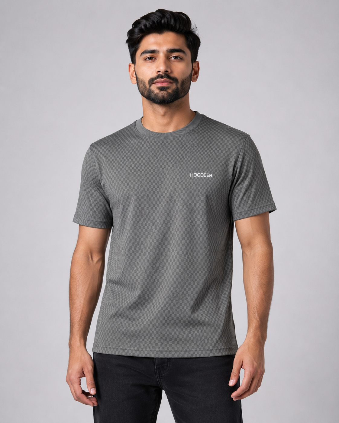 Men's Imported Stretchable Square Mesh Shirt – Grey