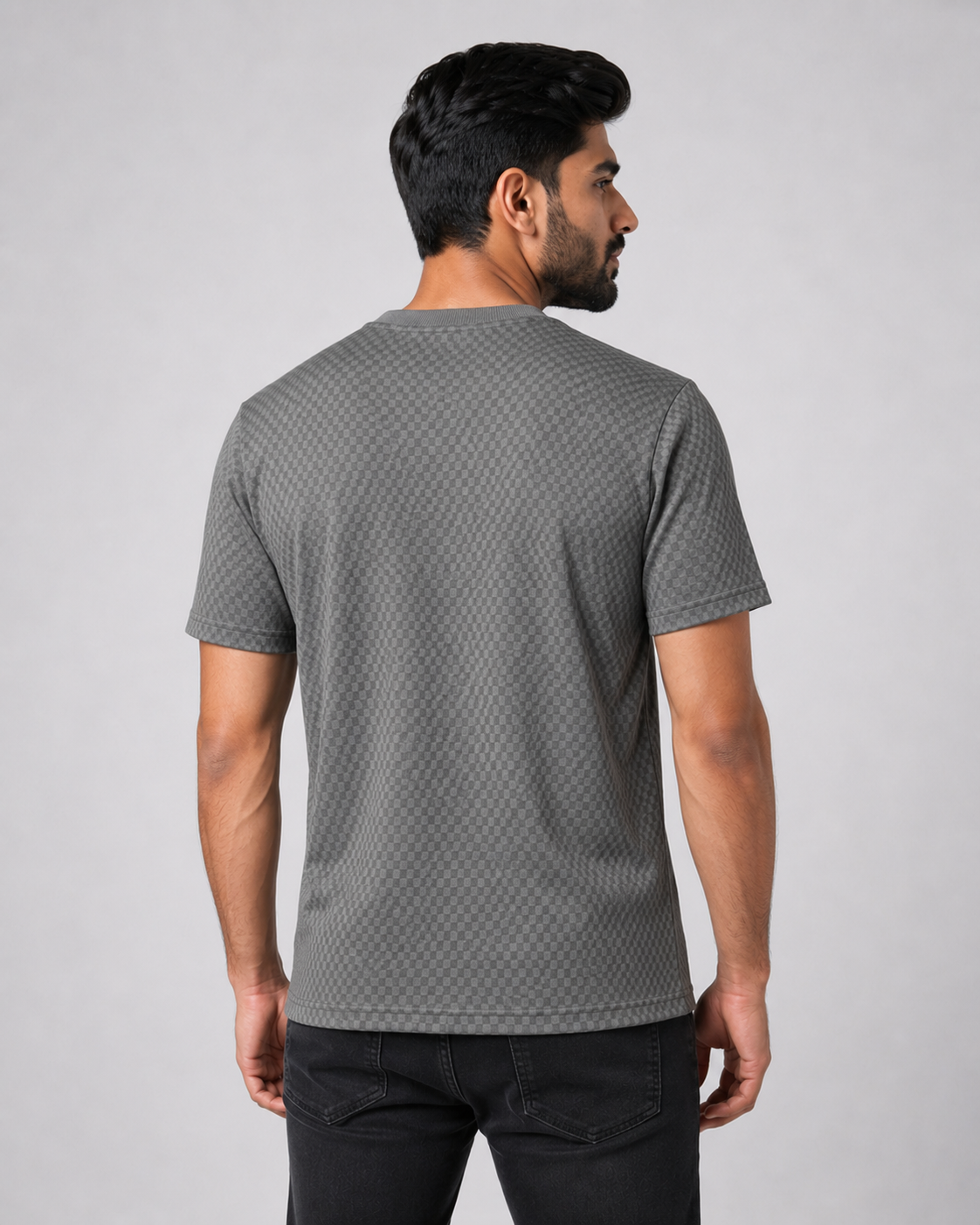 Men's Imported Stretchable Square Mesh Shirt – Grey