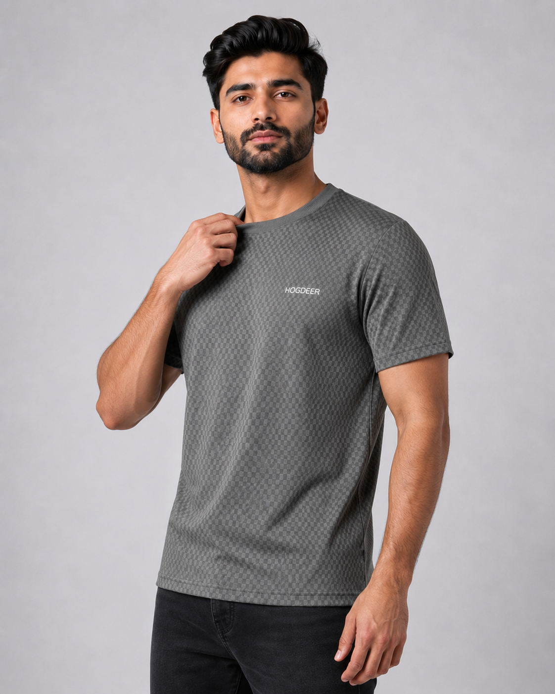 Men's Imported Stretchable Square Mesh Shirt – Grey