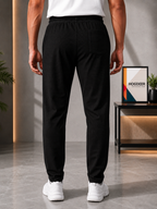 Men's Imported Cross Mesh Active Trouser - Black