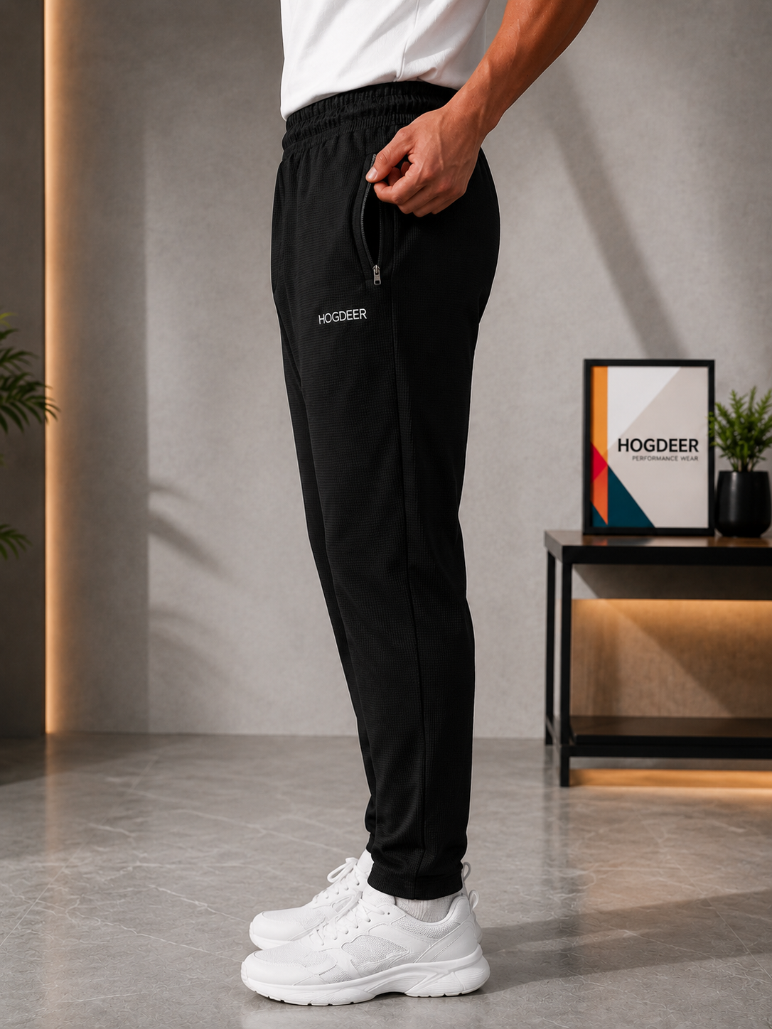 Men's Imported Cross Mesh Active Trouser - Black