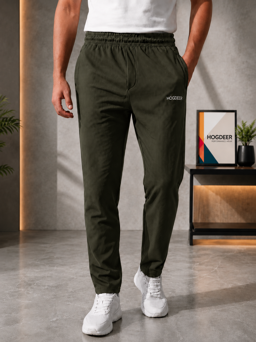 Men's Imported Cross Mesh Active Trouser - Olive Green