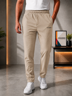Men's Imported Cross Mesh Active Trouser - Sand Beige