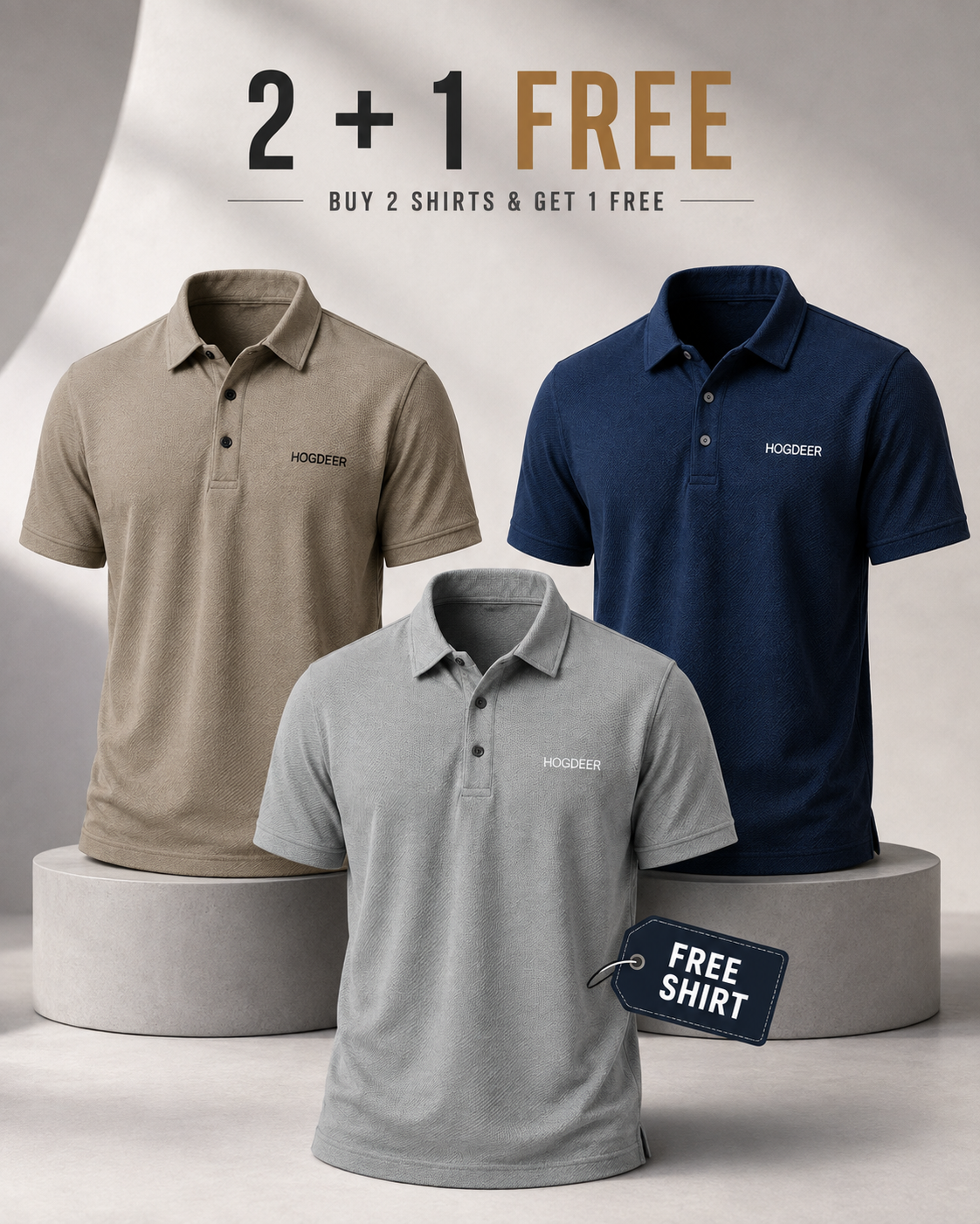 Imported Nylon Polo Shirt – 2 + 1 Free Combo