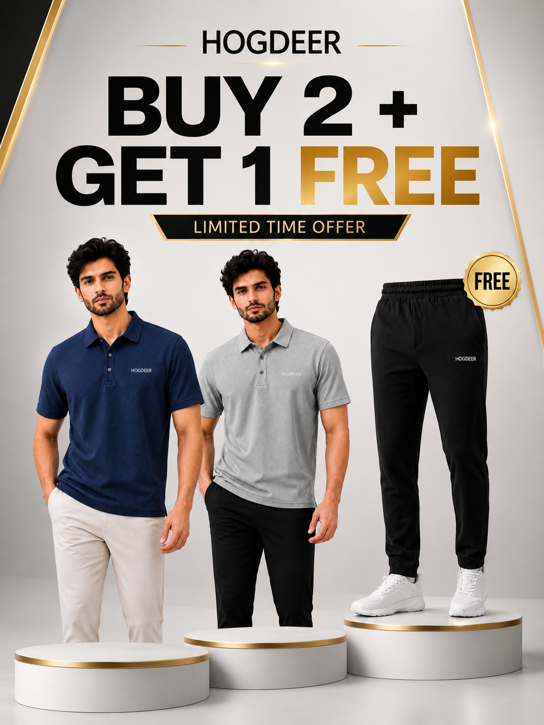 Imported Nylon Polo Shirt – 2 + 1 Free Cross Mesh Trouser Combo