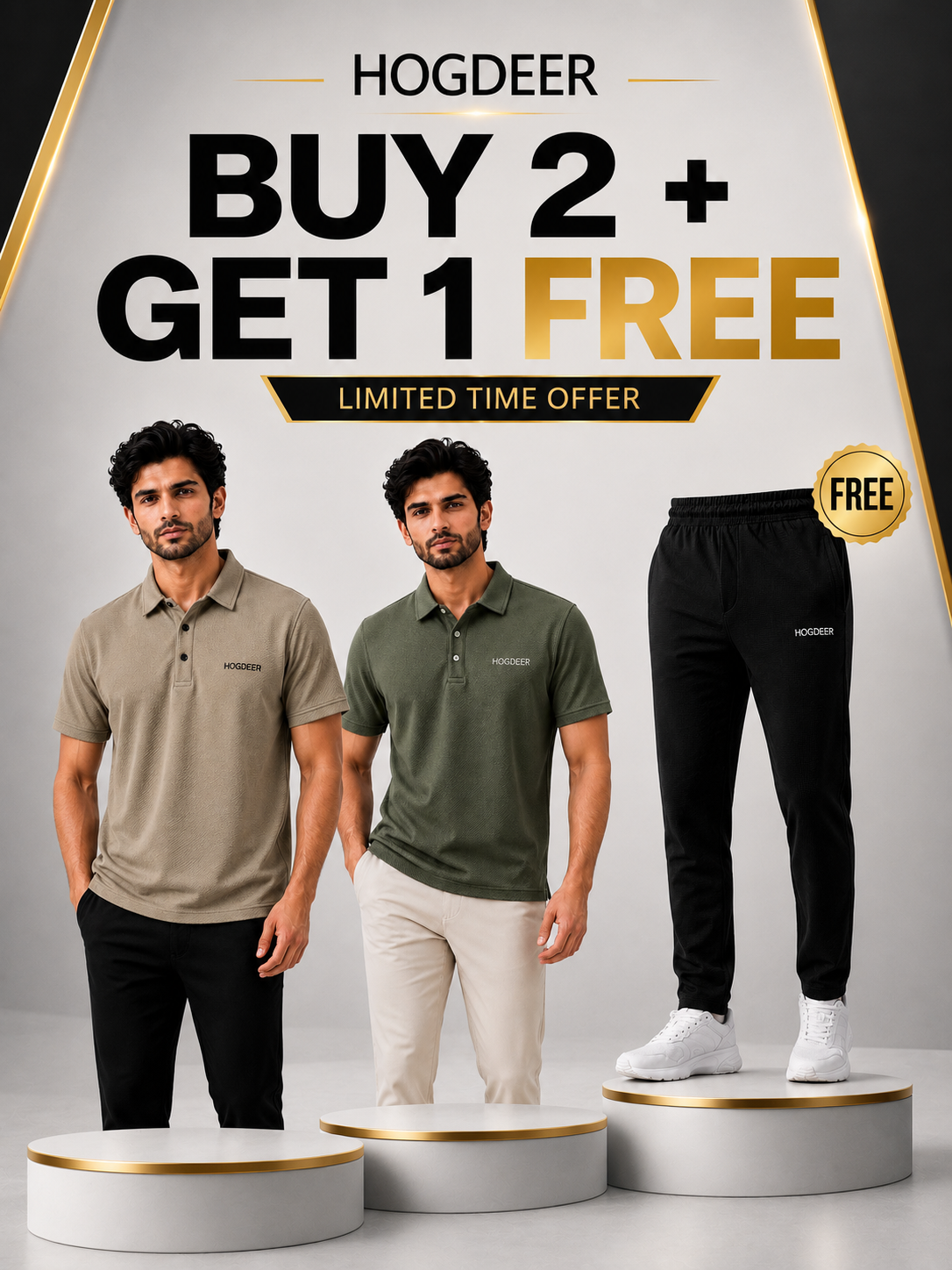 Imported Nylon Polo Shirt – 2 + 1 Free Cross Mesh Trouser Combo