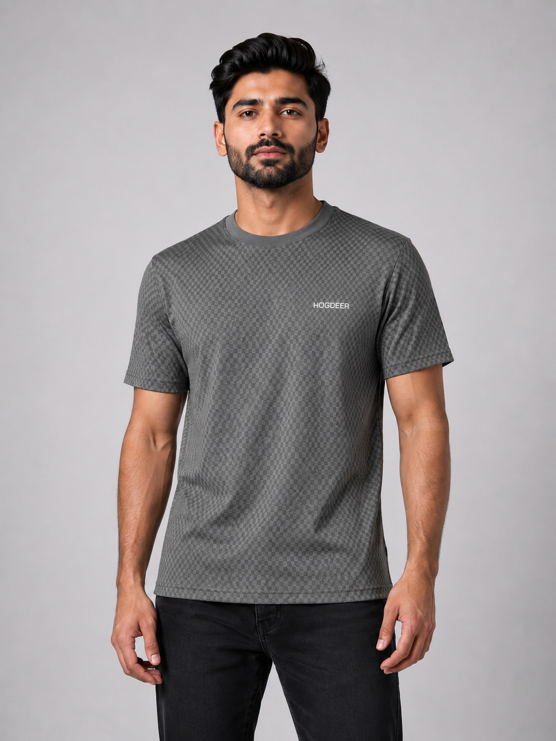 Men's Imported Stretchable Square Mesh Shirt – Grey