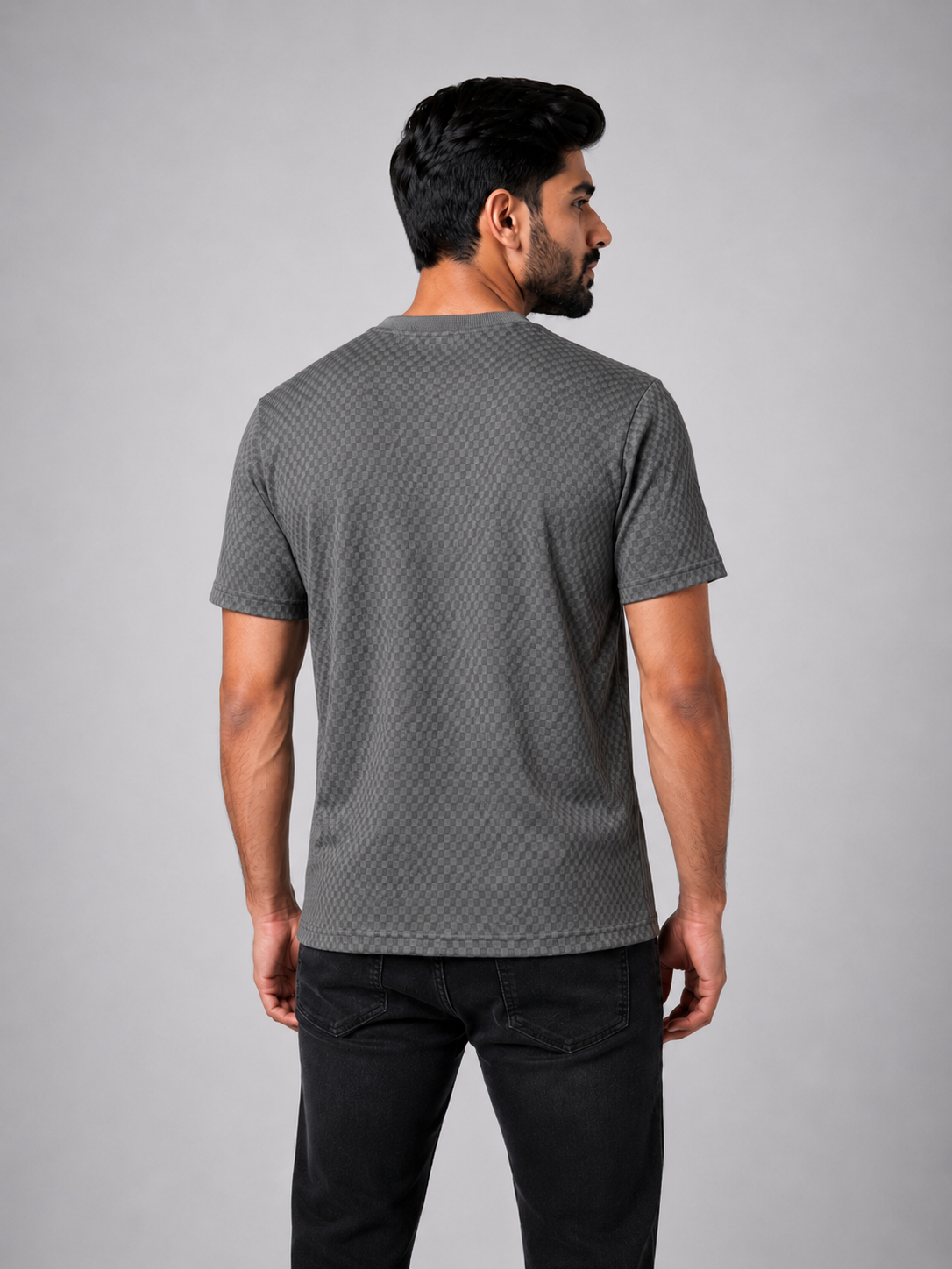 Men's Imported Stretchable Square Mesh Shirt – Grey
