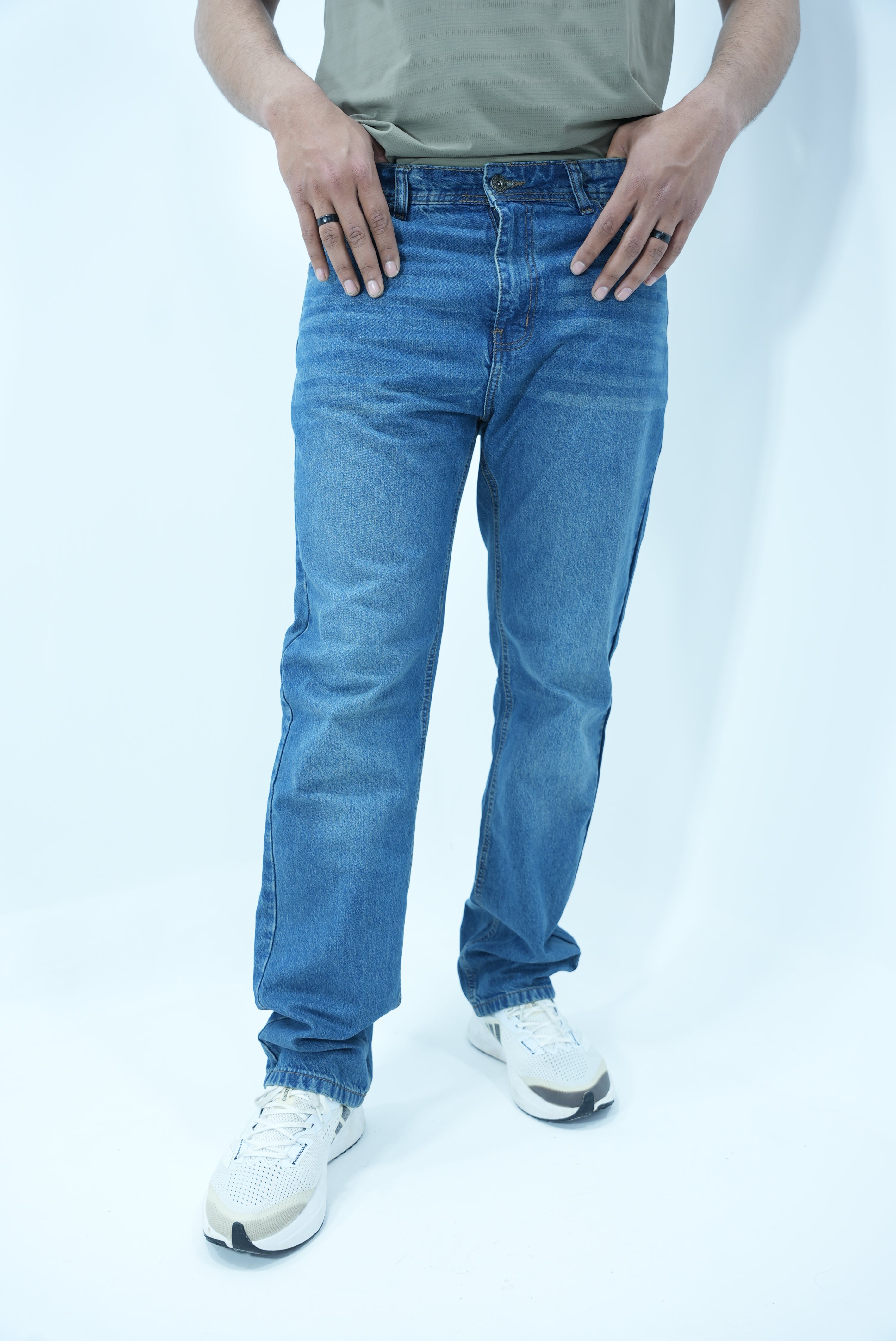 Premium Stretch Straight Fit Denim – Dusty Blue