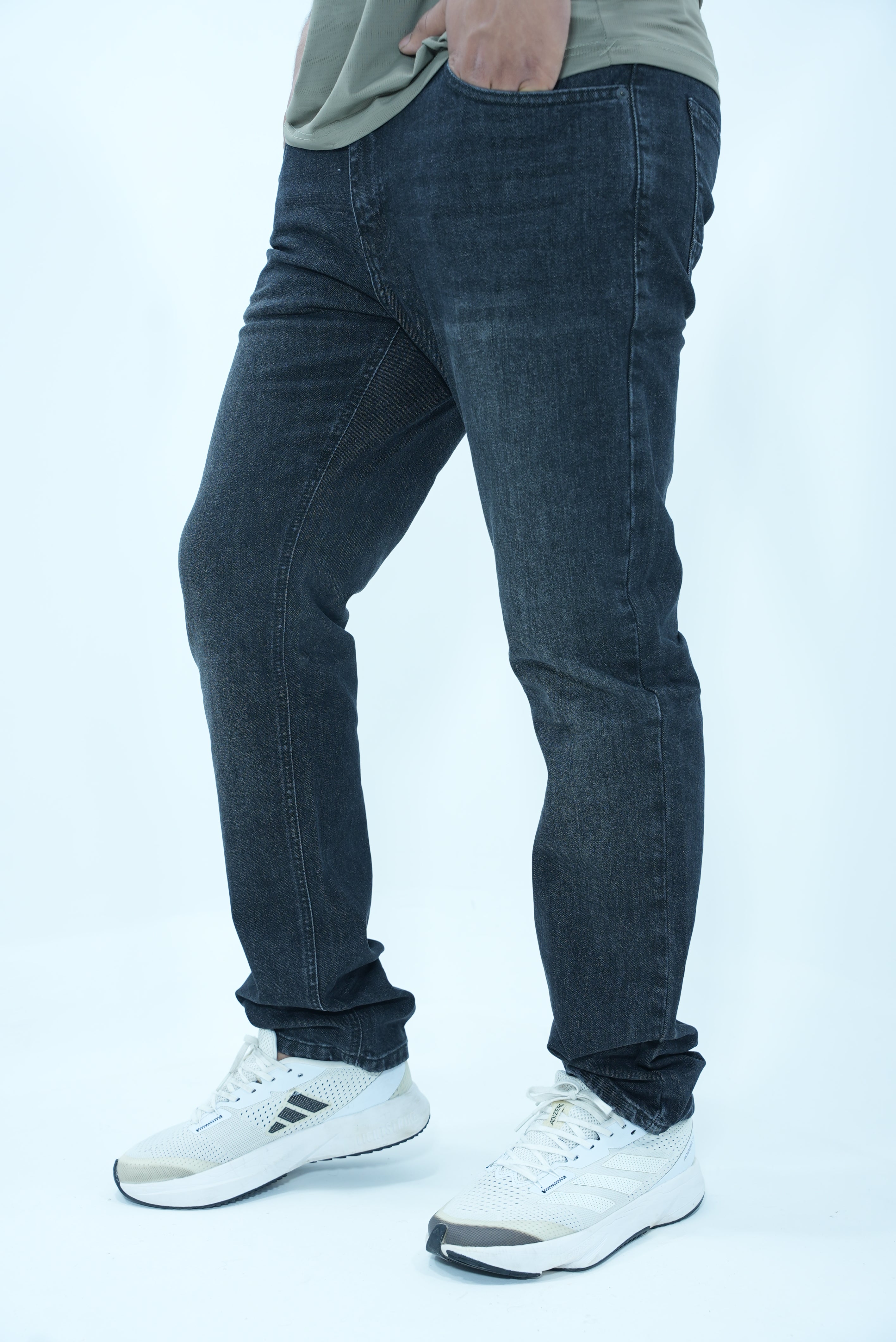 Premium Stretch Straight Fit Denim – Grey