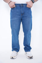 Premium Stretch Straight Fit Denim – Mid Blue