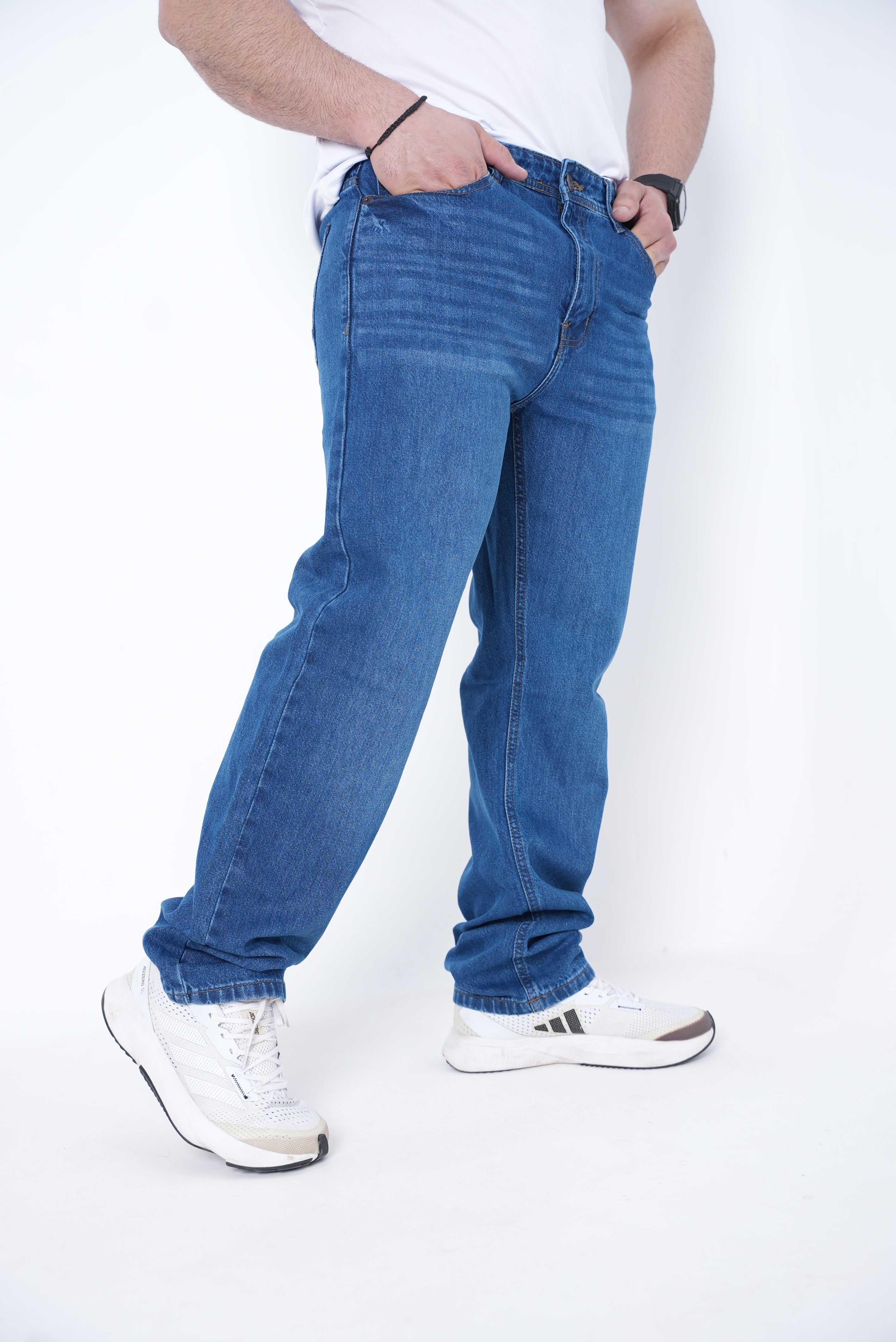 Premium Stretch Straight Fit Denim – Mid Blue