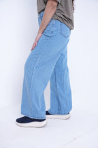 Women’s Lining Flared Denim Jeans- Light Blue