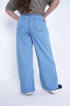 Women’s Lining Flared Denim Jeans- Light Blue