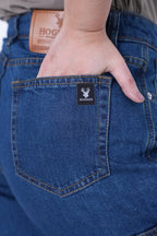 Women’s Baggy Cargo Denim Jeans- Dark Blue