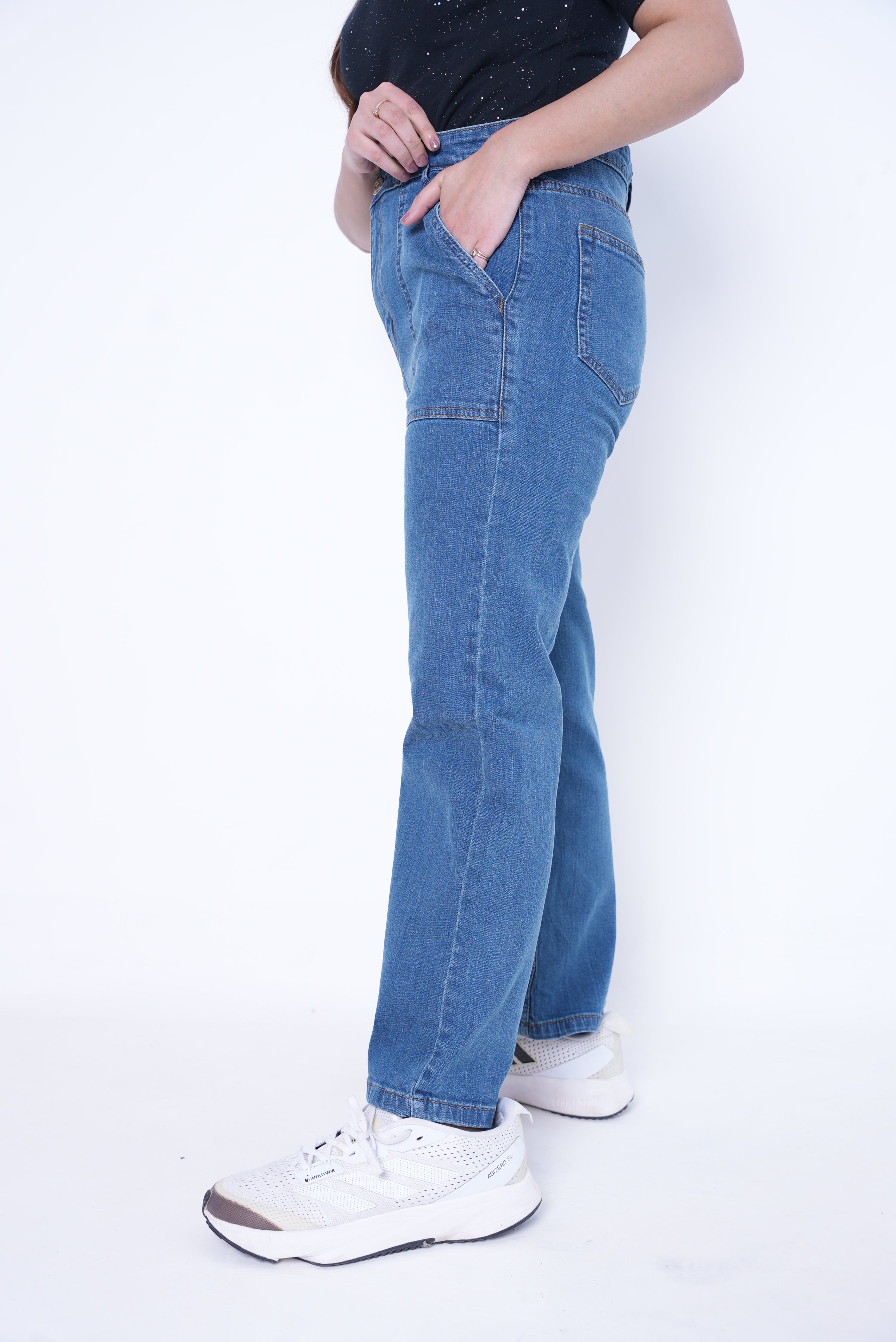 Classic Women’s Straight Fit Denim Jeans- Dusty Blue