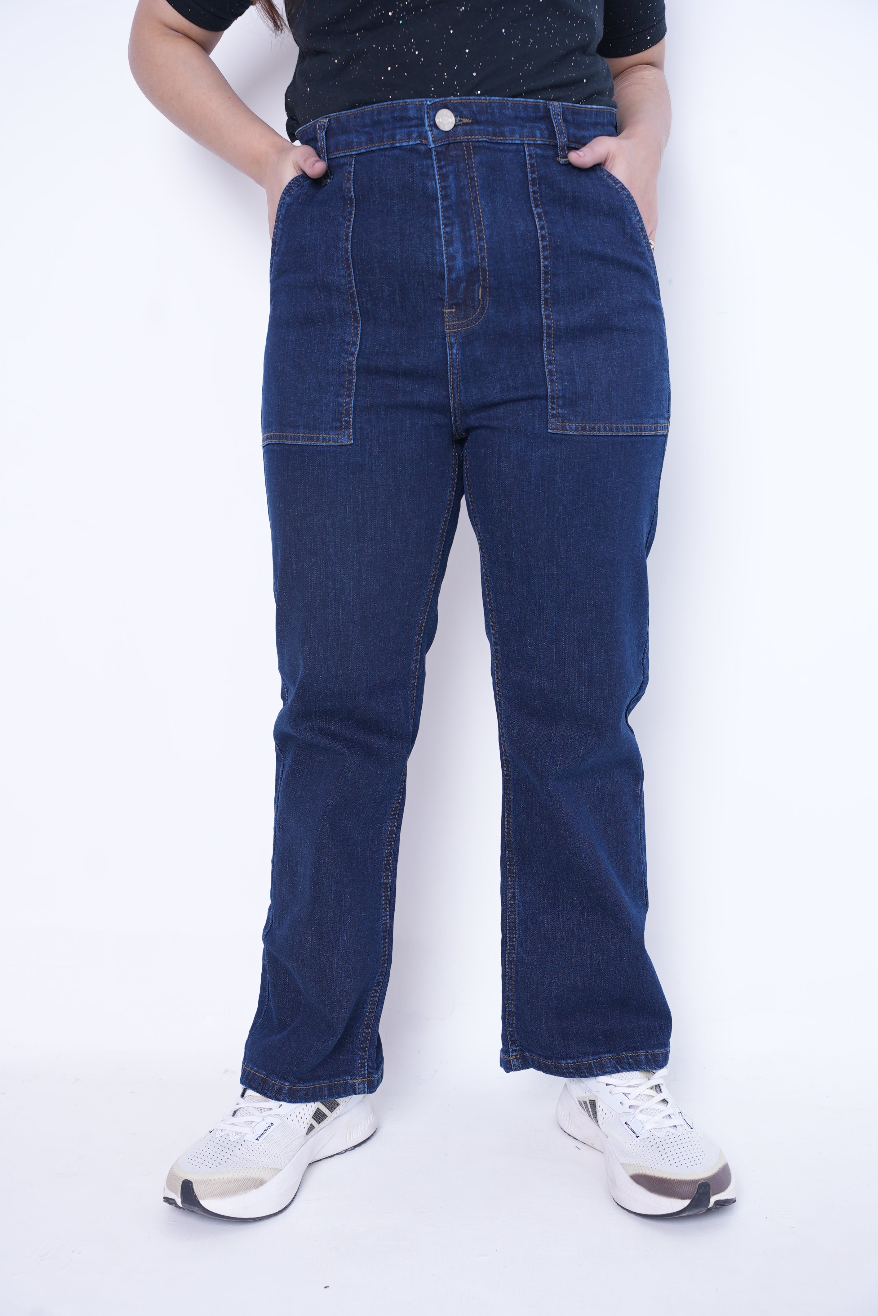 Classic Women’s Straight Fit Denim Jeans- Dark Blue