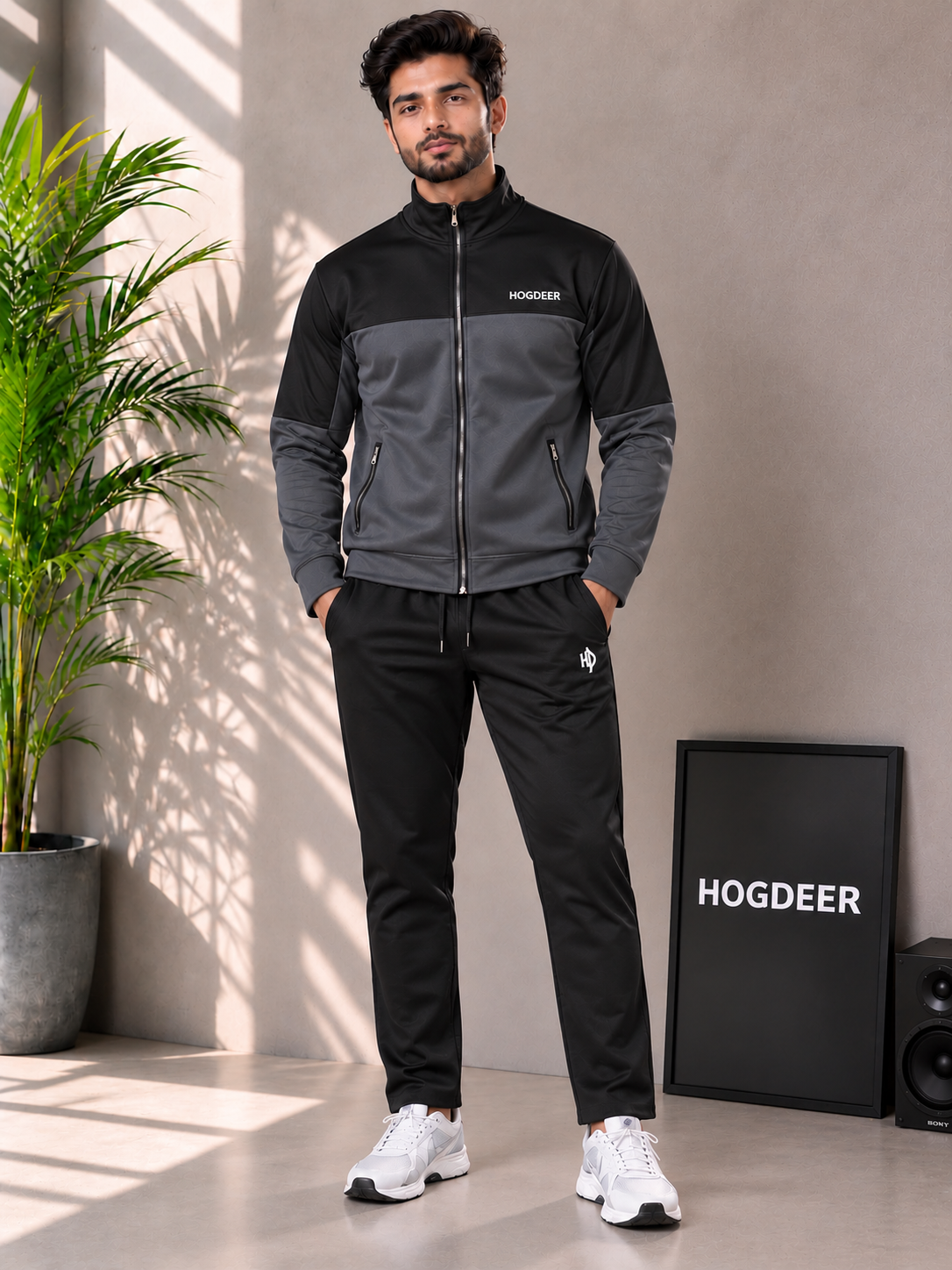 Asphalt Edge – Black/Charcoal Winter Tracksuit