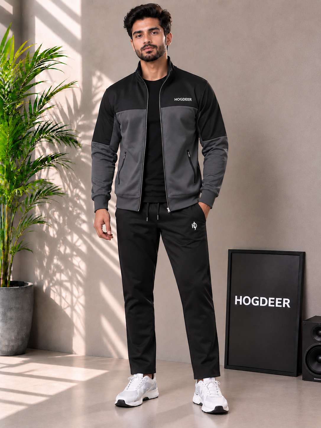 Asphalt Edge – Black/Charcoal Winter Tracksuit