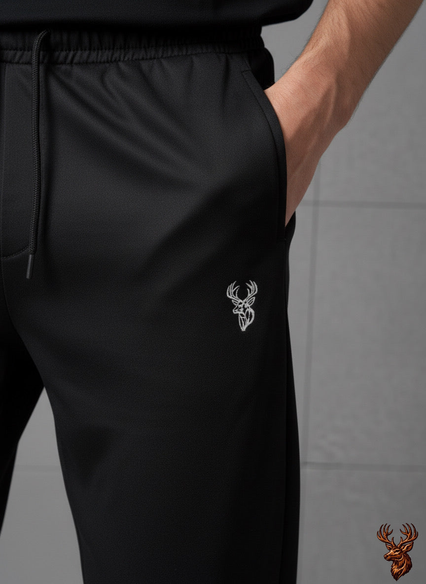 Imported Spandex Summer Trouser With Swiss Mesh T-shirt - Charcoal Grey & Black