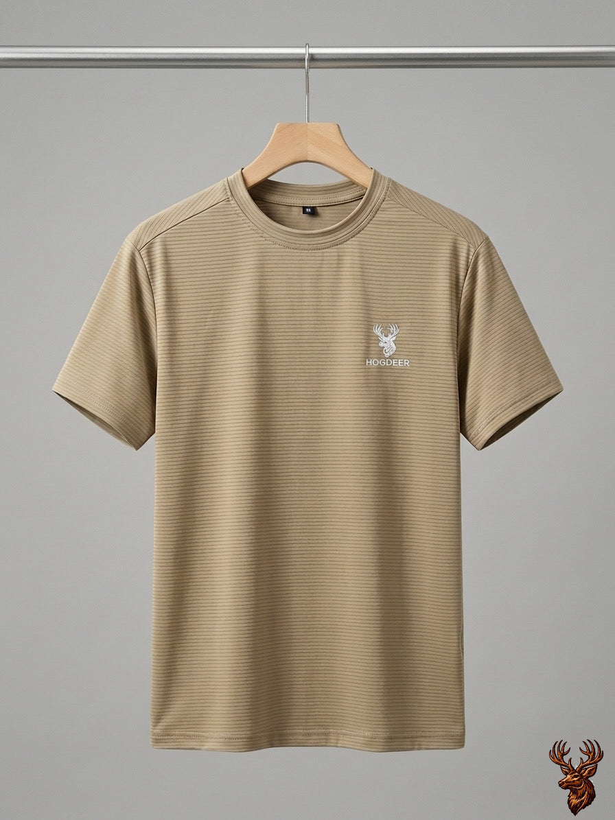 Imported Spandex Summer Trouser With Swiss Mesh T-shirt - Beige & Black