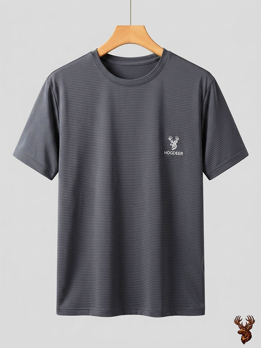 Imported Spandex Summer Trouser With Swiss Mesh T-shirt - Charcoal Grey & Black
