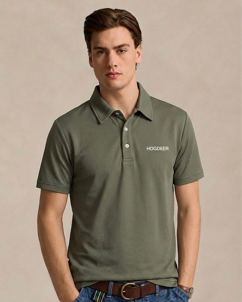 Men's Imported Super Mesh Nylon Polo Shirt- Olive Green