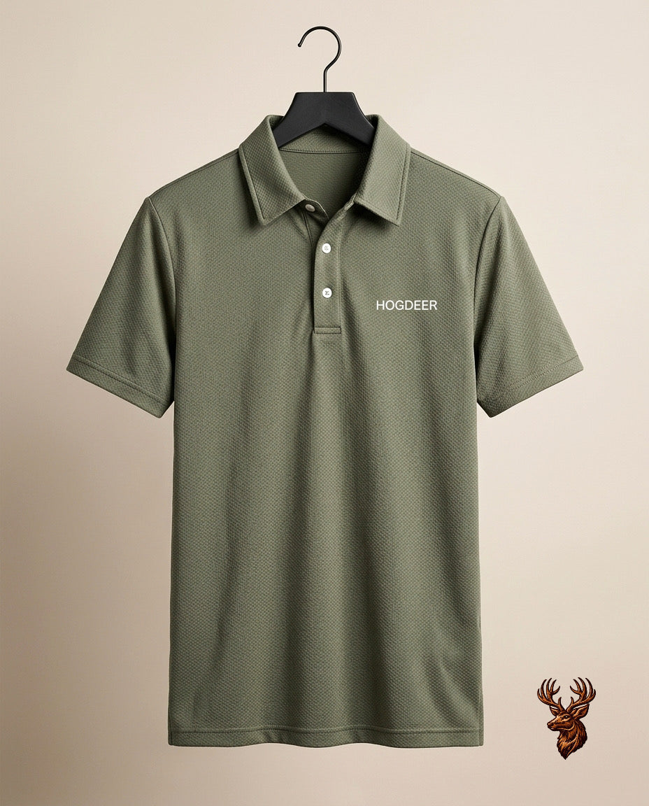Men's Imported Super Mesh Nylon Polo Shirt- Olive Green