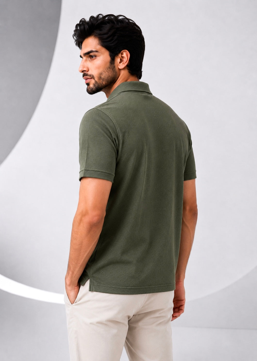 Imported Super Mesh Nylon Polo Shirt- Olive Green