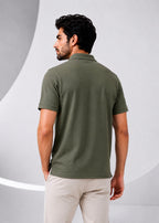 Imported Super Mesh Nylon Polo Shirt- Olive Green