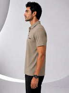 Men's Imported Super Mesh Nylon Polo Shirt- Desert Khaki