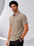 Men's Imported Super Mesh Nylon Polo Shirt- Desert Khaki