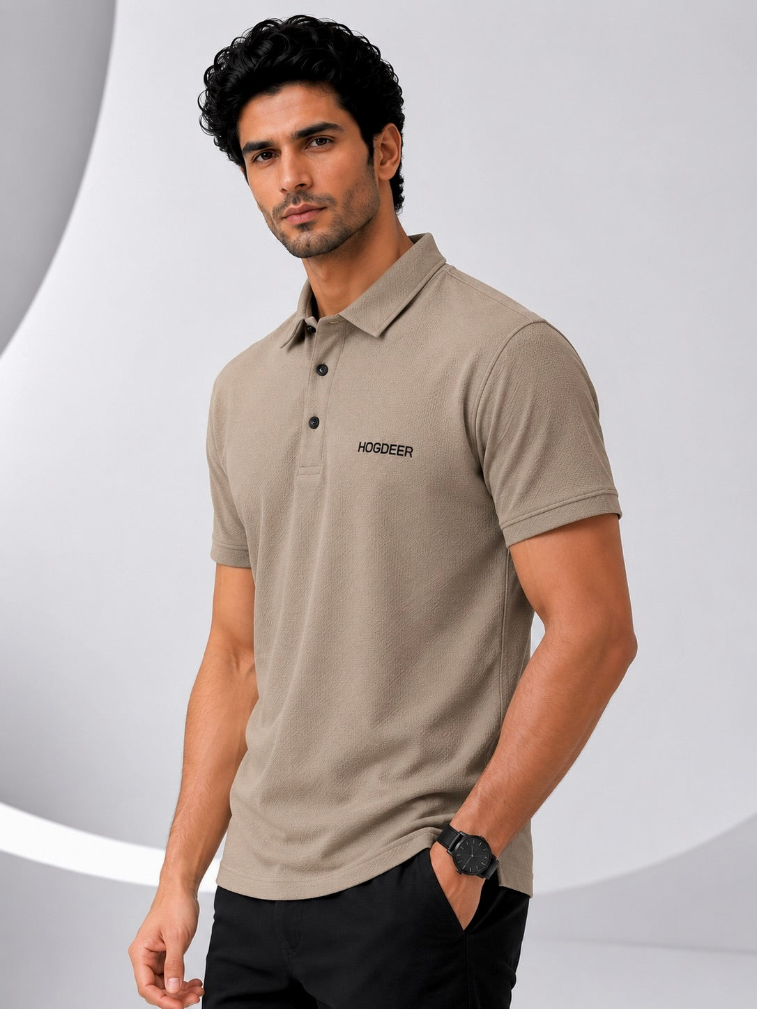 Men's Imported Super Mesh Nylon Polo Shirt- Desert Khaki