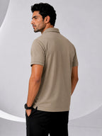 Men's Imported Super Mesh Nylon Polo Shirt- Desert Khaki