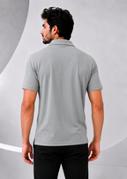 Imported Super Mesh Nylon Polo Shirt- Silver