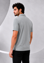 Imported Super Mesh Nylon Polo Shirt- Silver