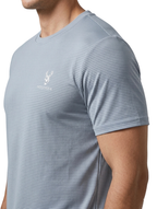 Imported Spandex Summer Trouser With Swiss Mesh T-shirt - Silver & Black