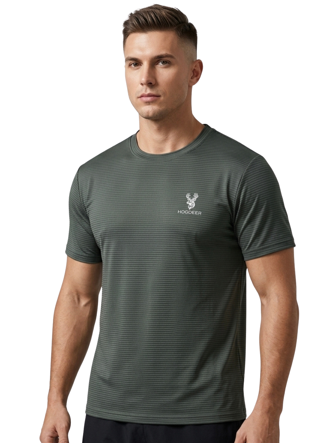 Imported Spandex Summer Trouser With Swiss Mesh T-shirt - Olive Green & Black